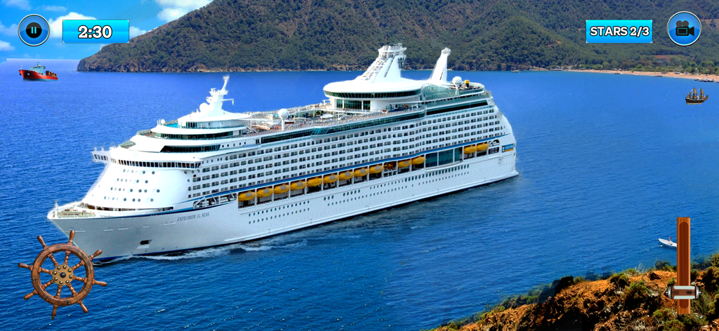 Ship Simulator Port Games 2024 - Large cruise ship sailing in the ocean within the ship simulator game