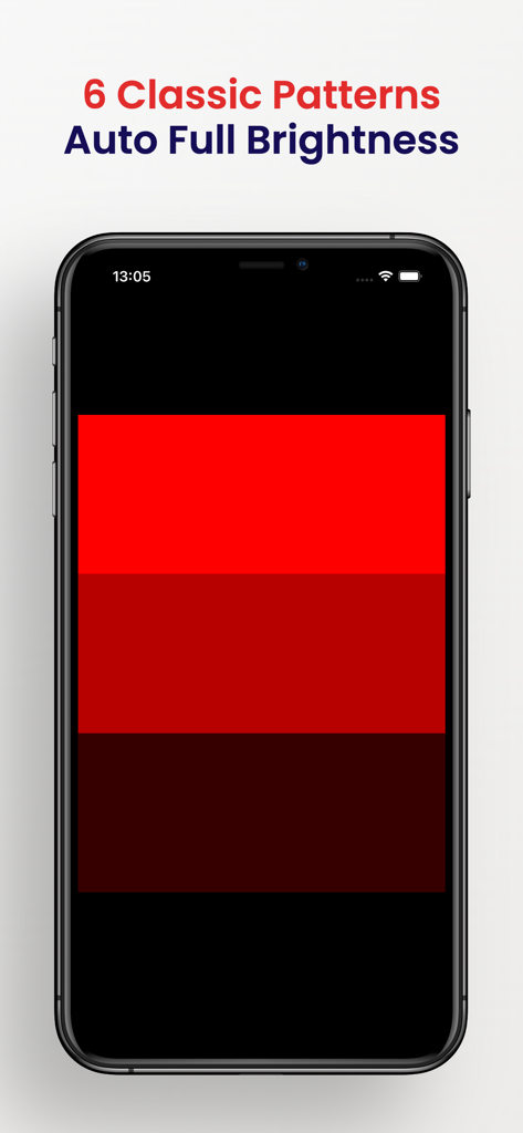 CardioLight: Run & Bike Safety - CardioLight app interface showing red safety patterns and auto full brightness feature