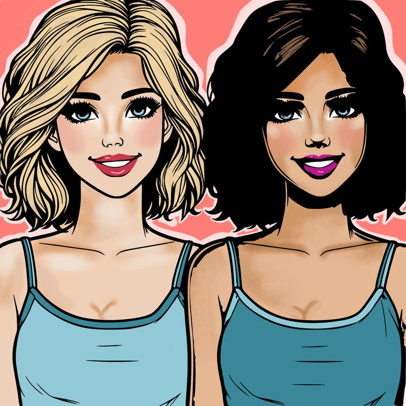 beautiful teenage girl with big smile and short hair realistic