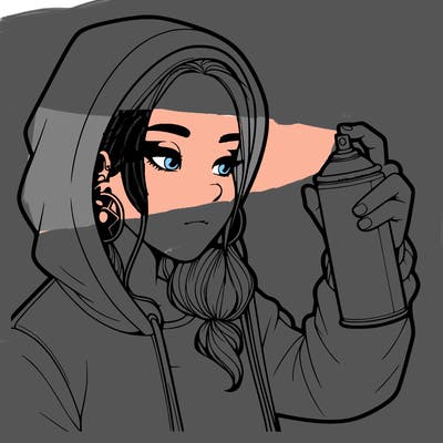 a realistic girl, spray painting