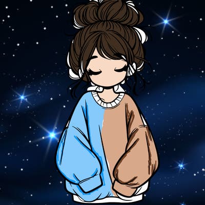 girl with baggy sweatshirt and messy bun