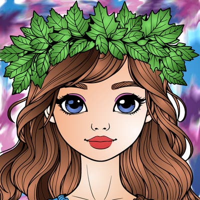 realistic girl with fall leaf crown