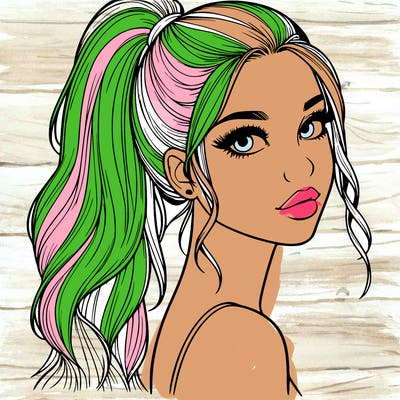 realistic pretty girl with high pony tail