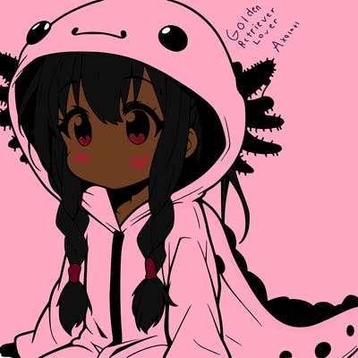 anime girl in a axolotl onesie