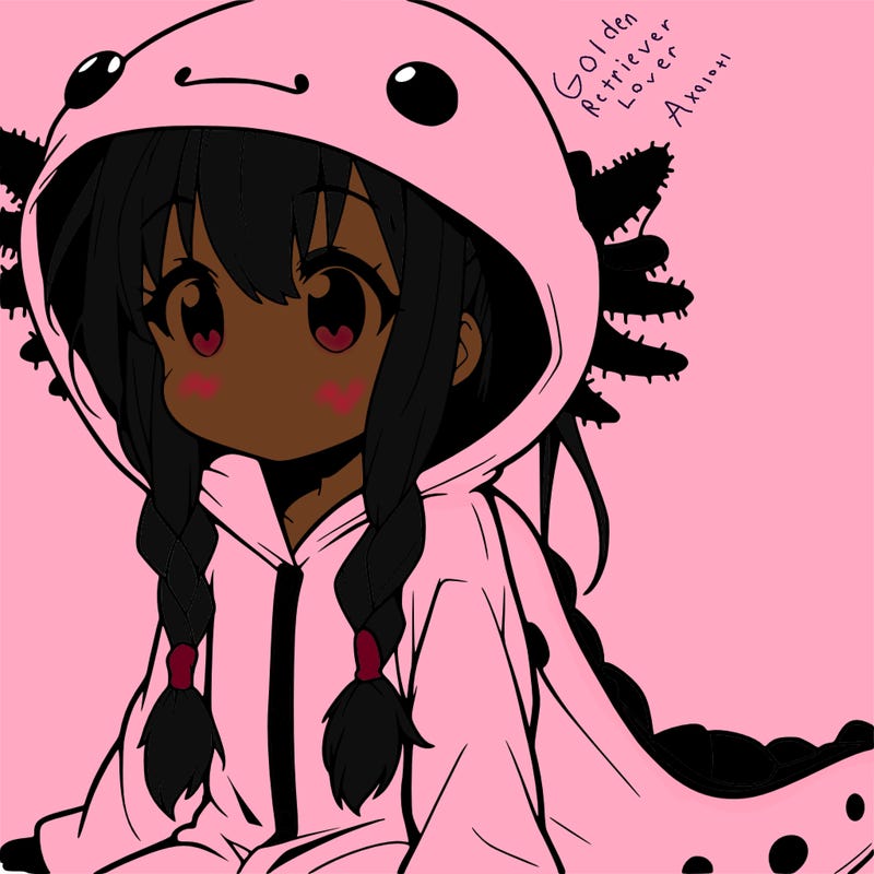 anime girl in a axolotl onesie