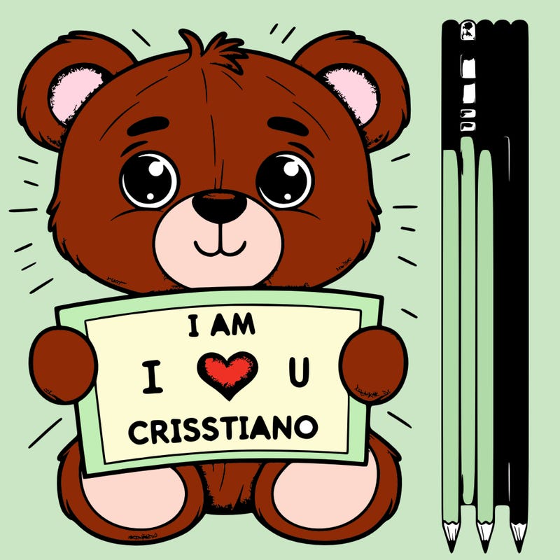 teddy bear holding i love you sign that says i am a cristiano