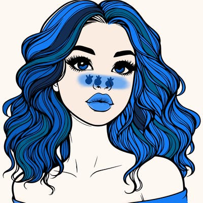 realistic girl with wavy hair and lips