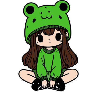 a girl wearing a frog hat and some frog socks