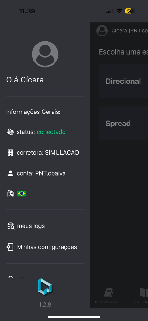 PNT Mobile - User profile interface of PNT Mobile showing account details and app settings.