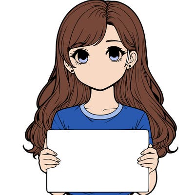 realistic girl holding a sign