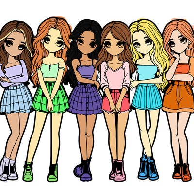 a group of girls realistic