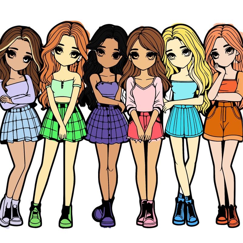 a group of girls realistic