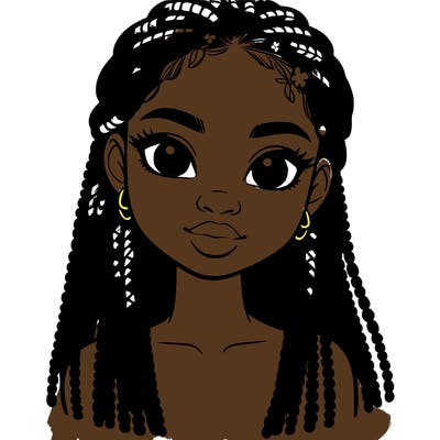 a realistic black girl with braids