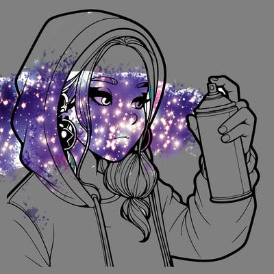 a realistic girl, spray painting