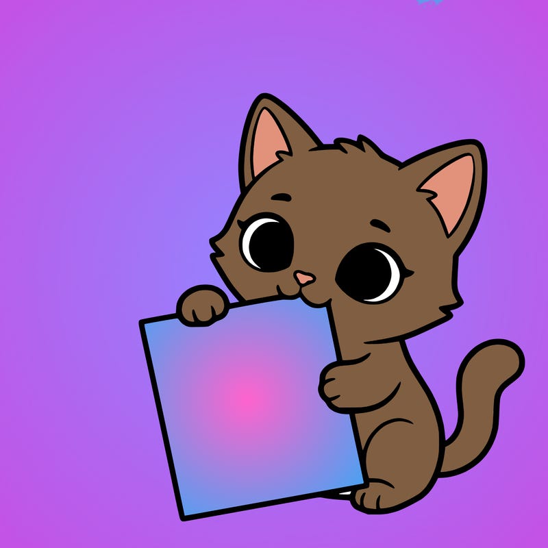 a small cat with a blank sheet of paper in its hand. the cat is sooooooo cute!