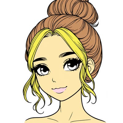 realistic pretty girl with hair in bun
