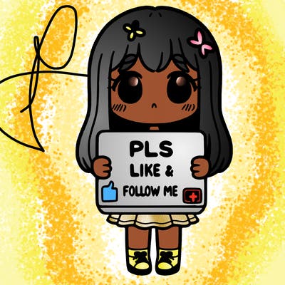 girl holding a sign that says pls like and follow me