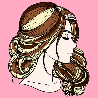 realistic woman's head & hair