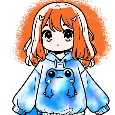 girl wearing frogging sweatshirt