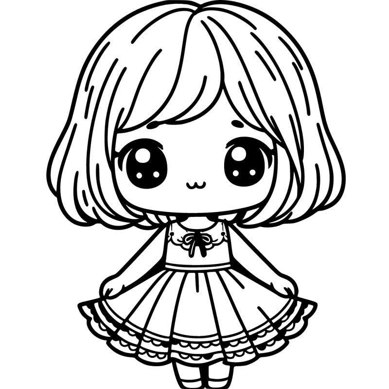 cute girl with short hair in a cute dress