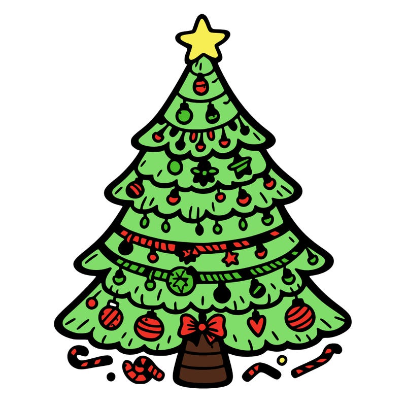 christmas tree with lots of details