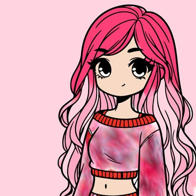 girl with long hair and a crop top with a sweater