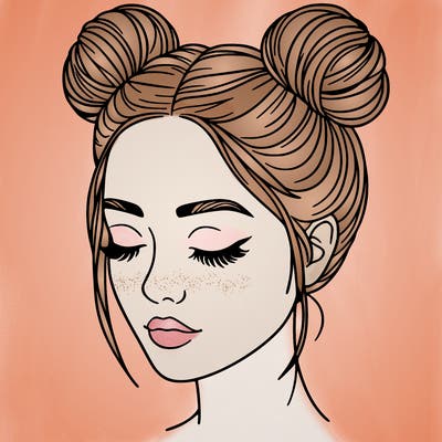 woman with hair buns