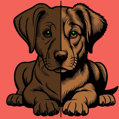 realistic dog split picture