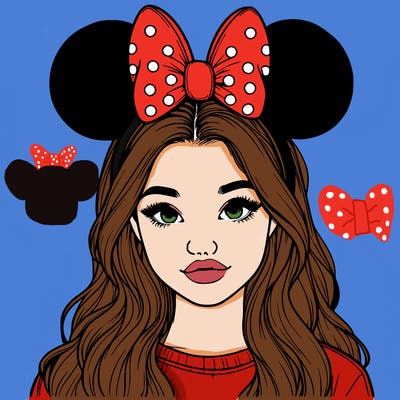 aesthetic realistic girl wearing mickey mouse ears