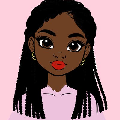 a realistic black girl with braids