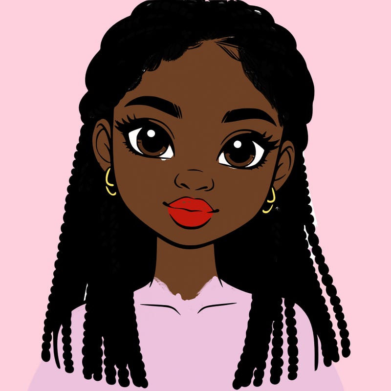 a realistic black girl with braids