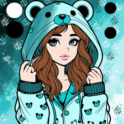 realistic girl in a animal pjs hoodie