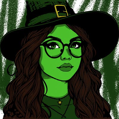 a witch with glasses realistic