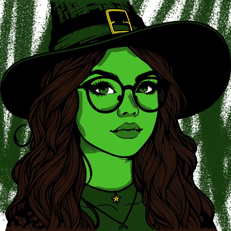 a witch with glasses realistic