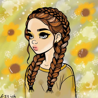 realistic girl with braids