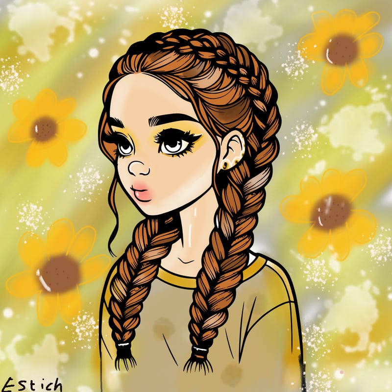 realistic girl with braids