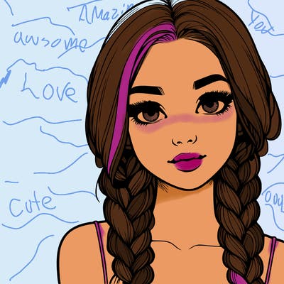 realistic girl with braids