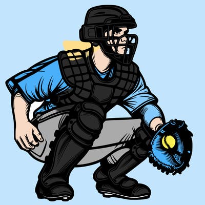 a realistic depiction of a baseball catcher