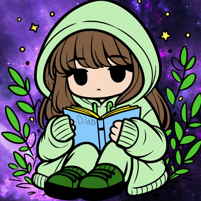 girl in oversized hoodie reading a book