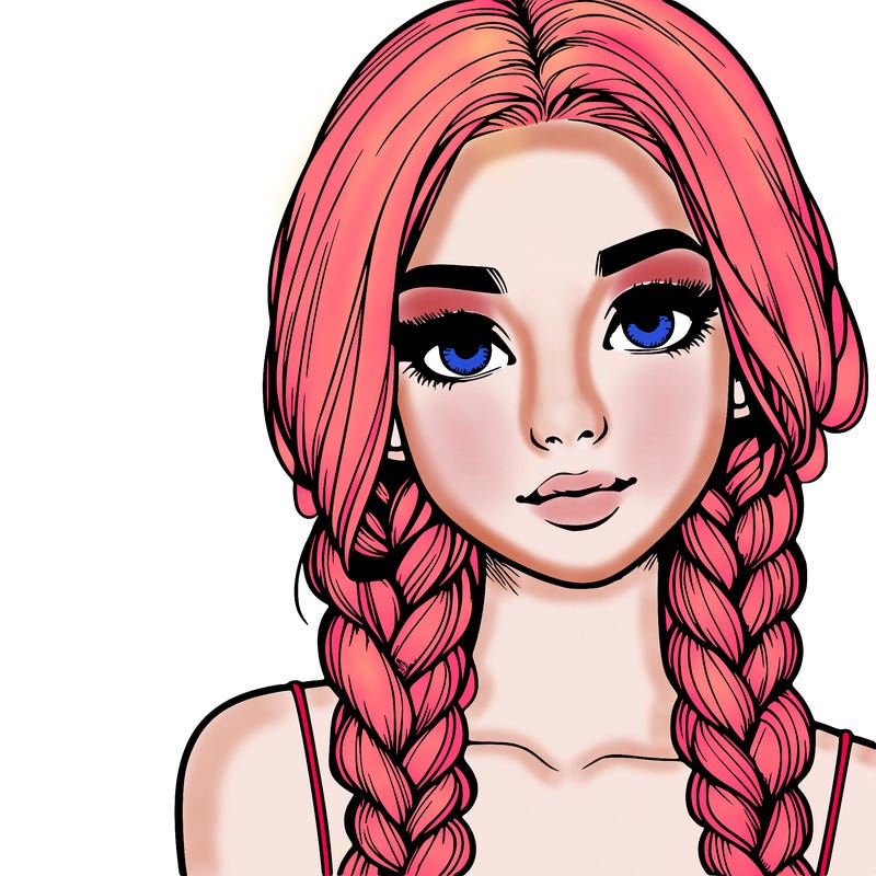 realistic girl with braids