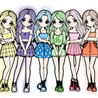 a group of girls realistic