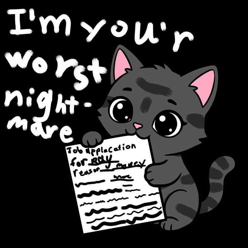 a small cat with a blank sheet of paper in its hand. the cat is sooooooo cute!