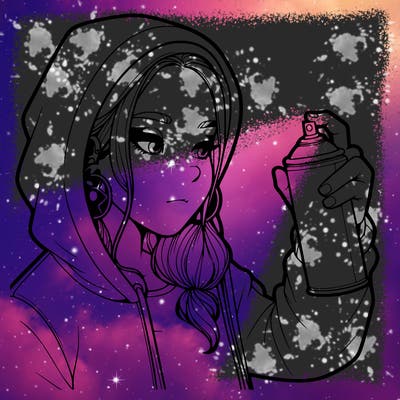 a realistic girl, spray painting