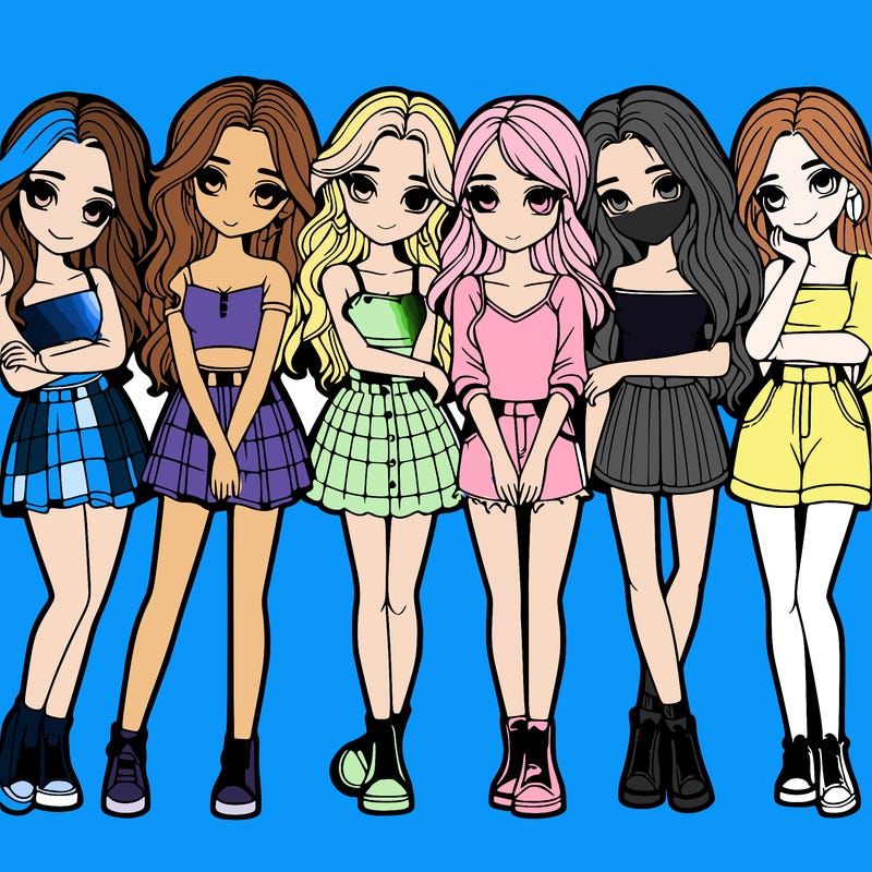 a group of girls realistic