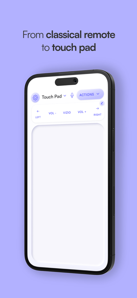 Remote control for Mi Box - Interface of the Mi Box remote control app showing a touch pad for navigation on an iPhone.