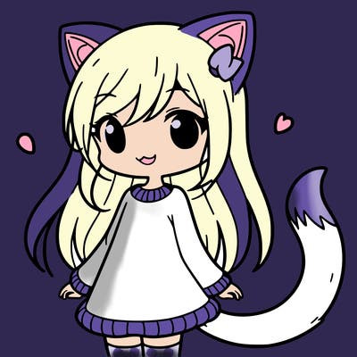 girl with cat ears and tail