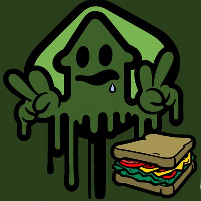 dripping sign of gnarly and a sandwitch