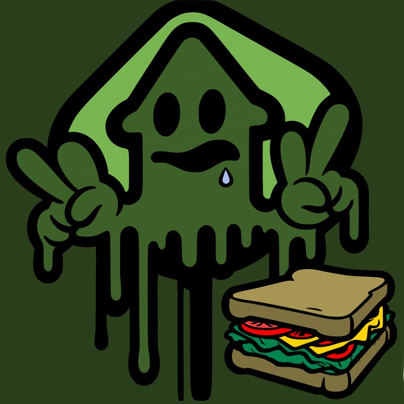 dripping sign of gnarly and a sandwitch