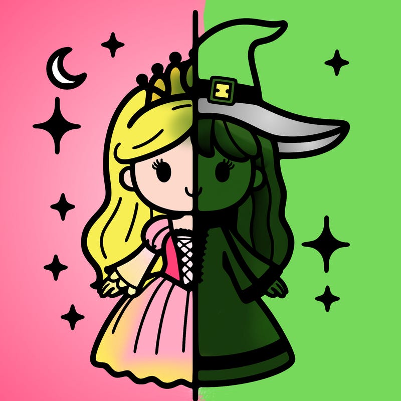 split princess and witch