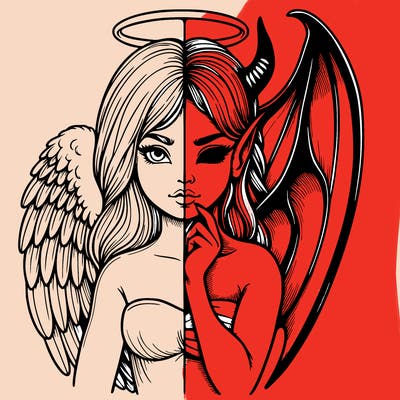 realistic angel half demon